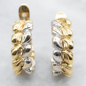 Gecertificeerd Woven Two Tone Verguld Hoop Earrings