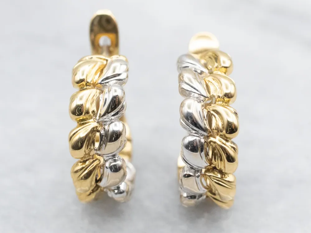 Gecertificeerd Woven Two Tone Verguld Hoop Earrings