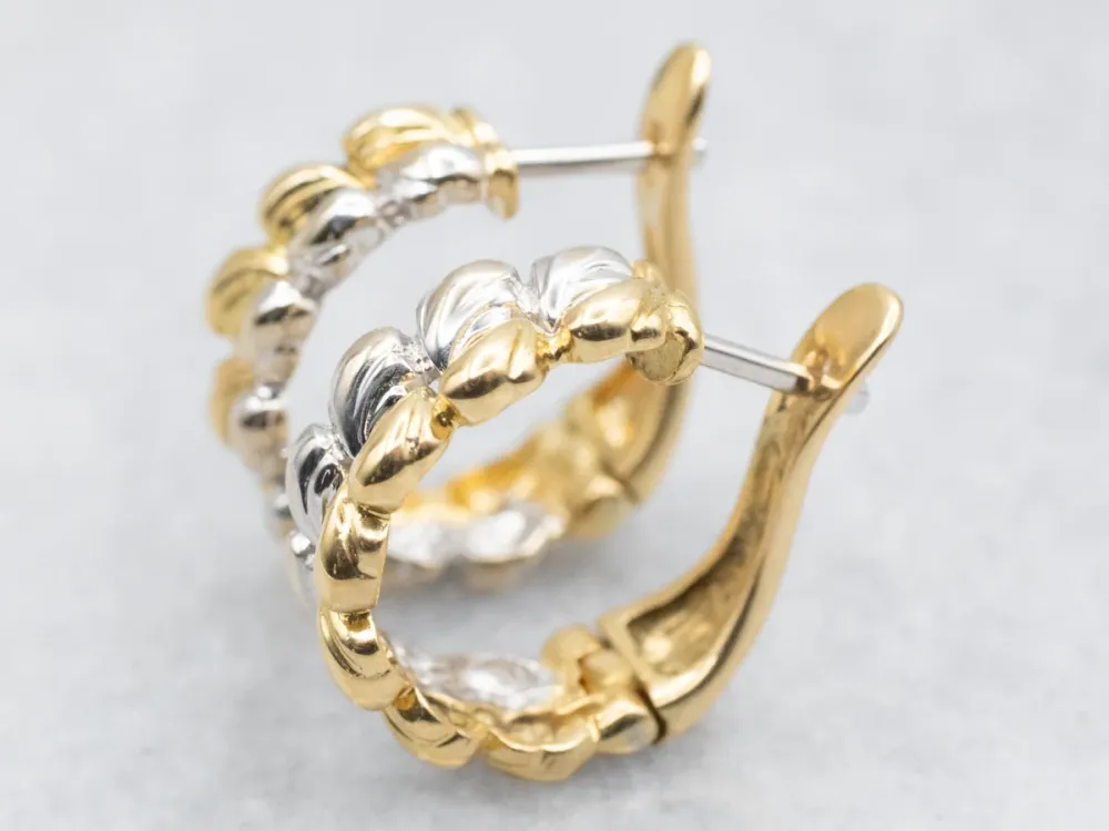 Gecertificeerd Woven Two Tone Verguld Hoop Earrings