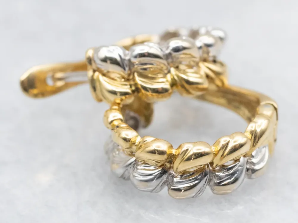 Gecertificeerd Woven Two Tone Verguld Hoop Earrings