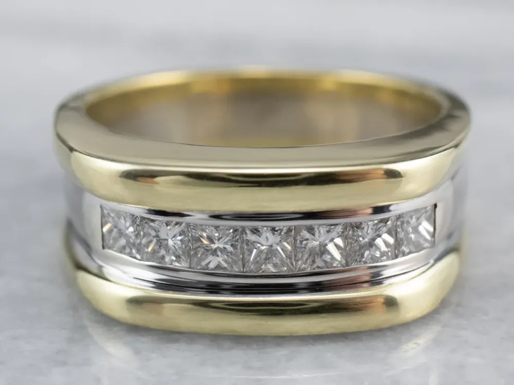 Heavy Diamond Two Tone Verguld Band met CE-Keurmerk