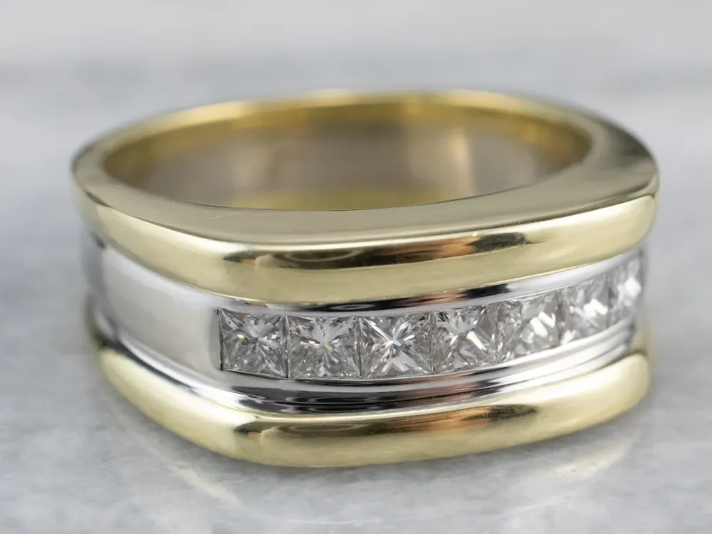 Heavy Diamond Two Tone Verguld Band met CE-Keurmerk