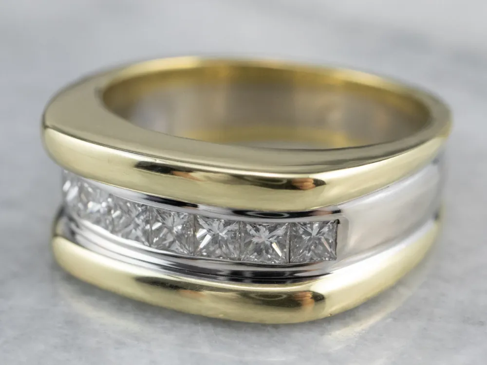 Heavy Diamond Two Tone Verguld Band met CE-Keurmerk