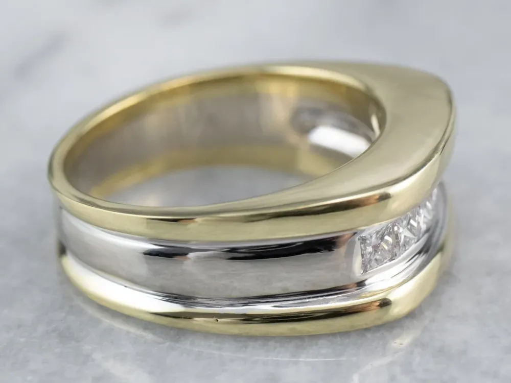 Heavy Diamond Two Tone Verguld Band met CE-Keurmerk