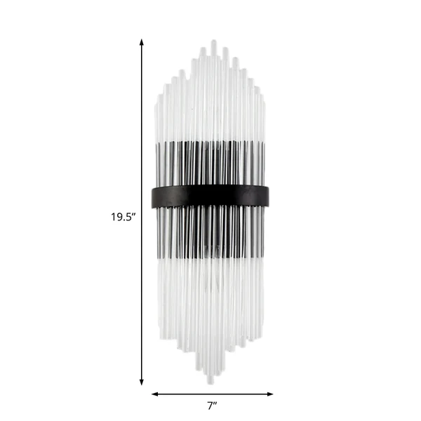 Helder kristal prisma wandgemonteerd zacht Modern 2-koppig schanslicht met metalen vierkante achterplaat zwart, 1/2-pack