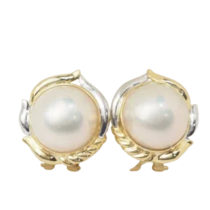 Important earrings dubbele kleur gold and half pearls