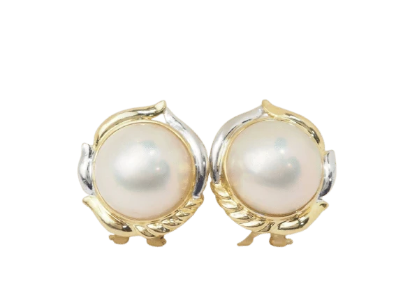 Important earrings dubbele kleur gold and half pearls