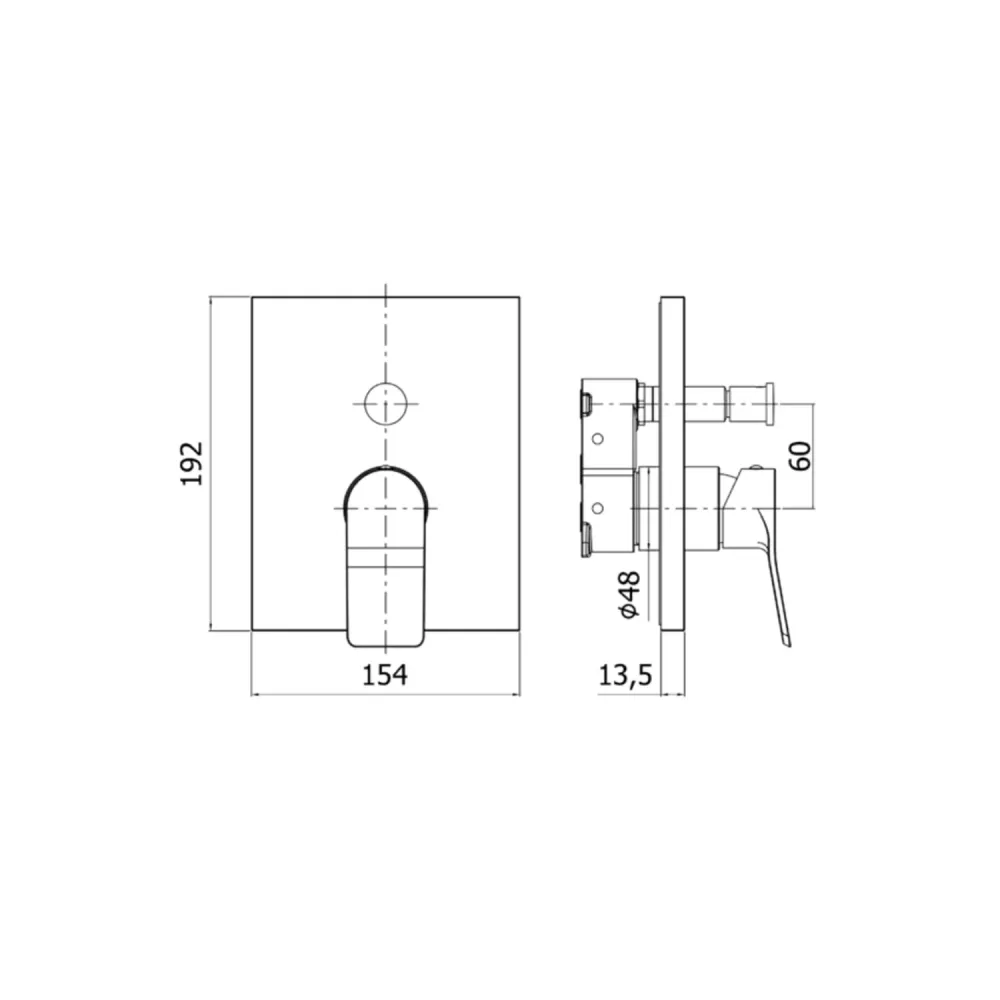 Industrieel Zwaar Belast External set built- shower mixer 2 outlets Paffoni Hellend series - Matte White