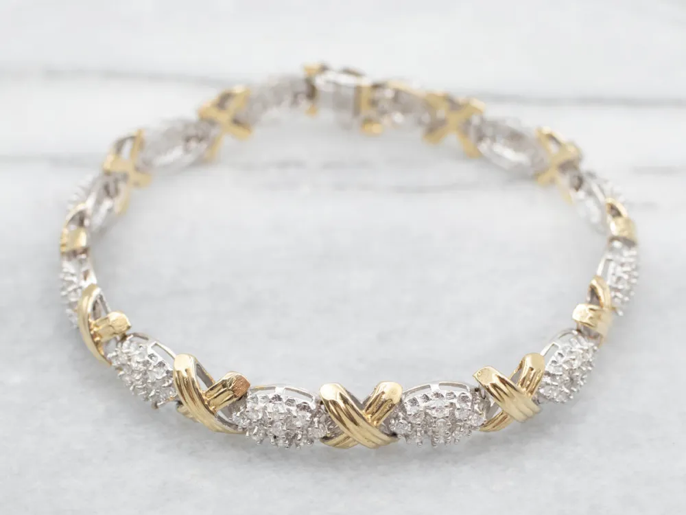 Industrieel Zwaar Belast Glittering Two tone Diamond Bracelet