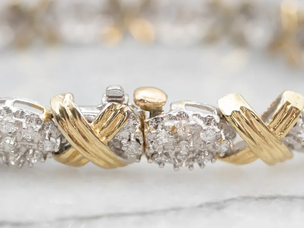 Industrieel Zwaar Belast Glittering Two tone Diamond Bracelet