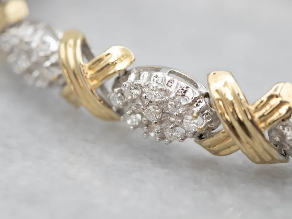 Industrieel Zwaar Belast Glittering Two tone Diamond Bracelet