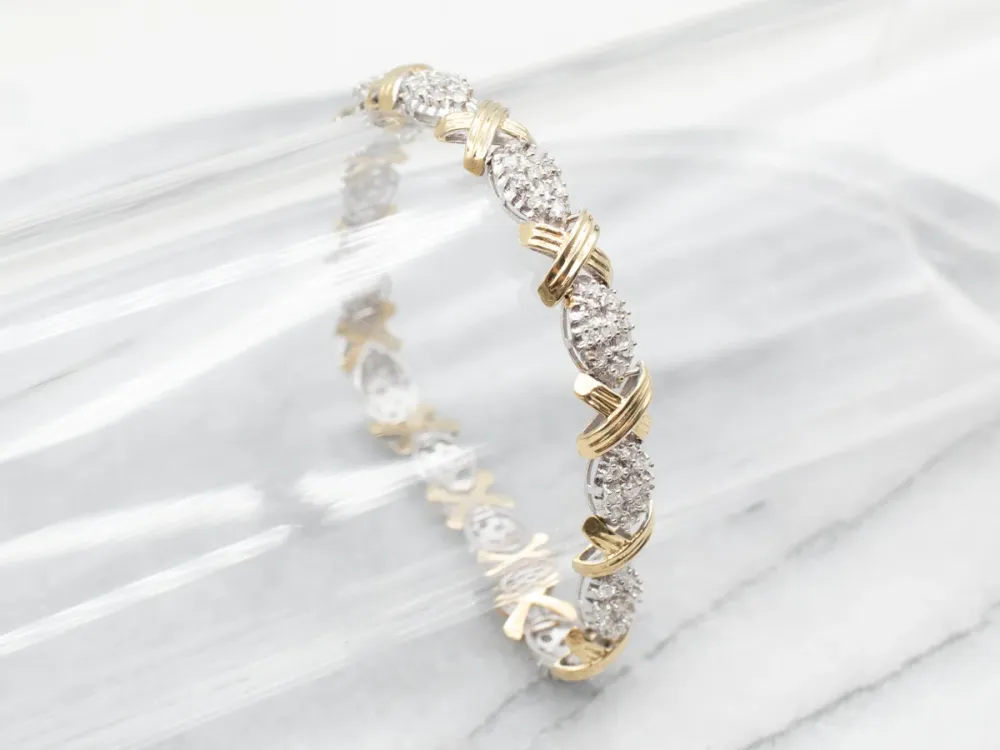 Industrieel Zwaar Belast Glittering Two tone Diamond Bracelet