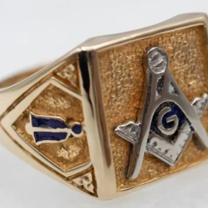 Industrieel Zwaar Belast Men's Two Tone Gouden and Enamel Masonic Ring