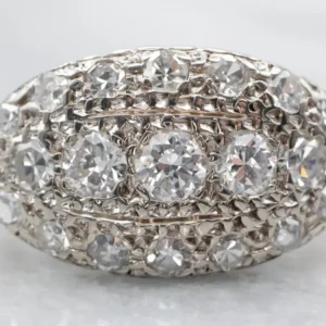 Industrieel Zwaar Belast Two Tone European and Individueel Cut Diamond East West Cluster Ring