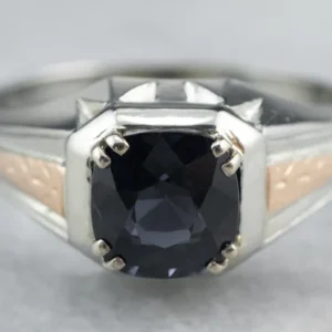 Industrieel Zwaar Belast Two Tone Gold Klassiek Spinel Solitaire Ring