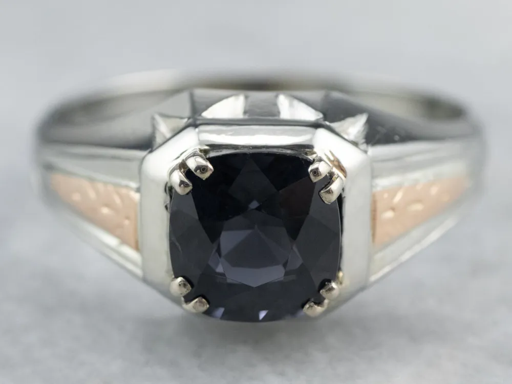 Industrieel Zwaar Belast Two Tone Gold Klassiek Spinel Solitaire Ring