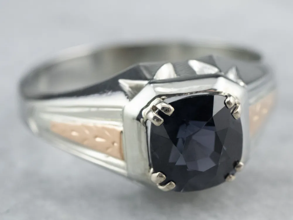 Industrieel Zwaar Belast Two Tone Gold Klassiek Spinel Solitaire Ring