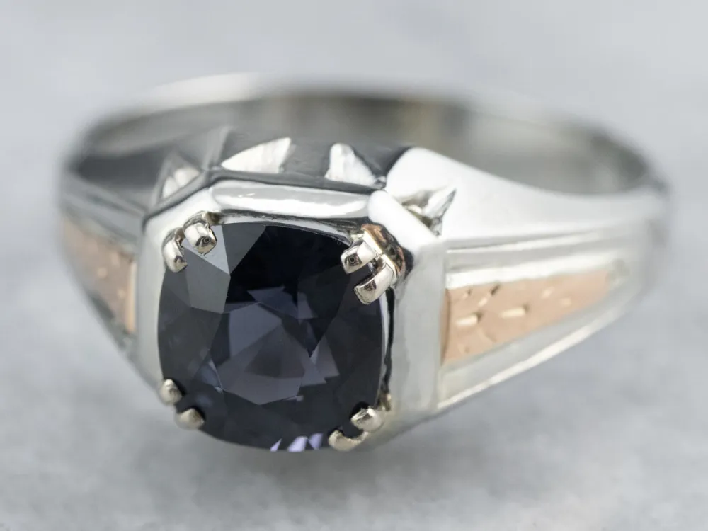 Industrieel Zwaar Belast Two Tone Gold Klassiek Spinel Solitaire Ring