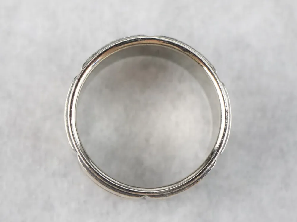 Industrieel Zwaar Belast Two Tone Goud Star Patterned Band Ring