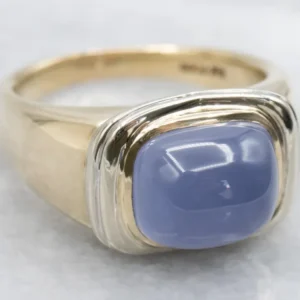 Men's Two-Tone Gold Chalcedony Ring