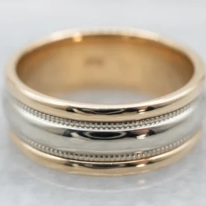 Men's Vintage Two Tone Gold Band