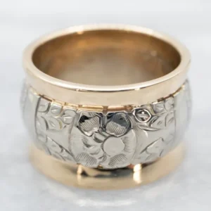 Mid Century Two Tone Goud Floral Band