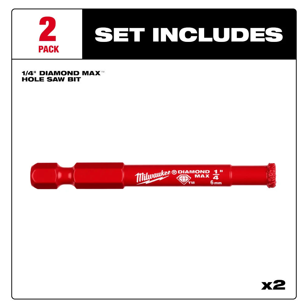 MILWAUKEE DIAMOND MAX™ 1/4" Diamond Grit Hole Saw (2 PACK)