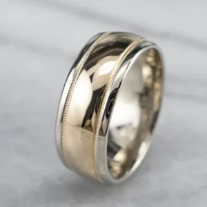 Minimalist Two Tone Gold Wedding Band