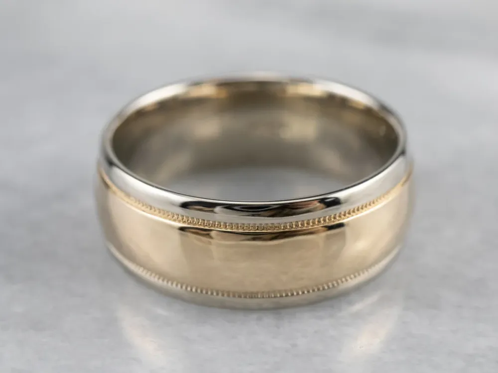 Minimalist Two Tone Gold Wedding Band