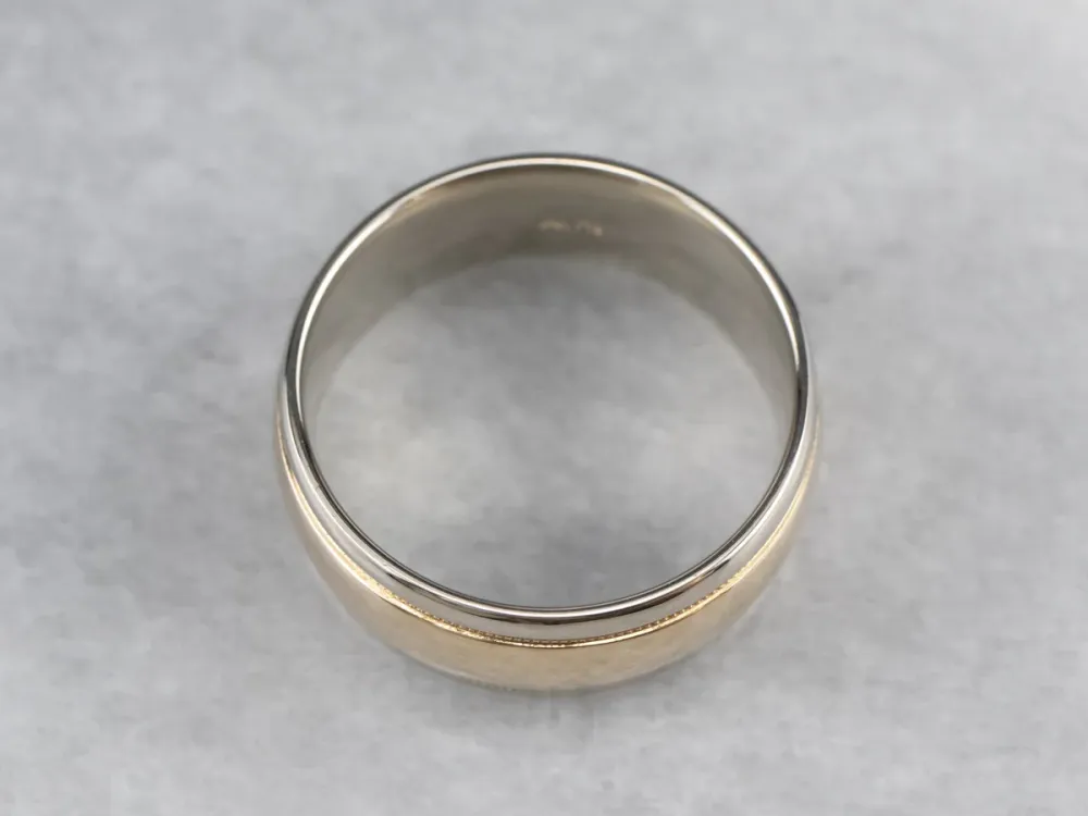 Minimalist Two Tone Gold Wedding Band