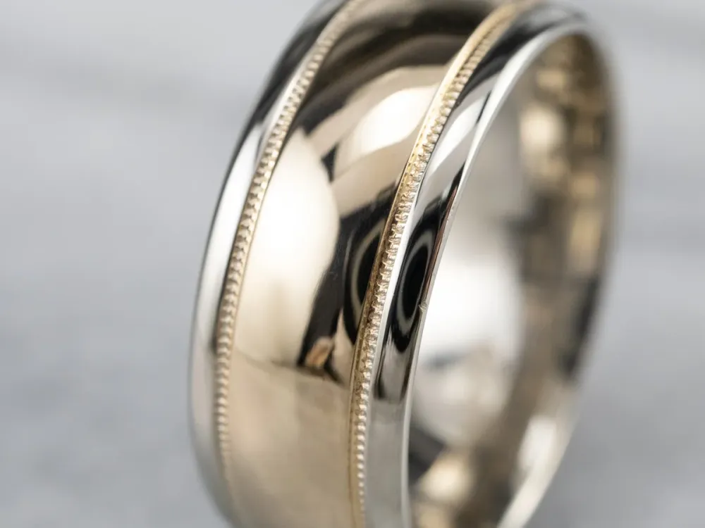 Minimalist Two Tone Gold Wedding Band