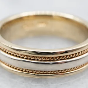 Nautical Two Tone Twist Wedding Band met CE-Keurmerk