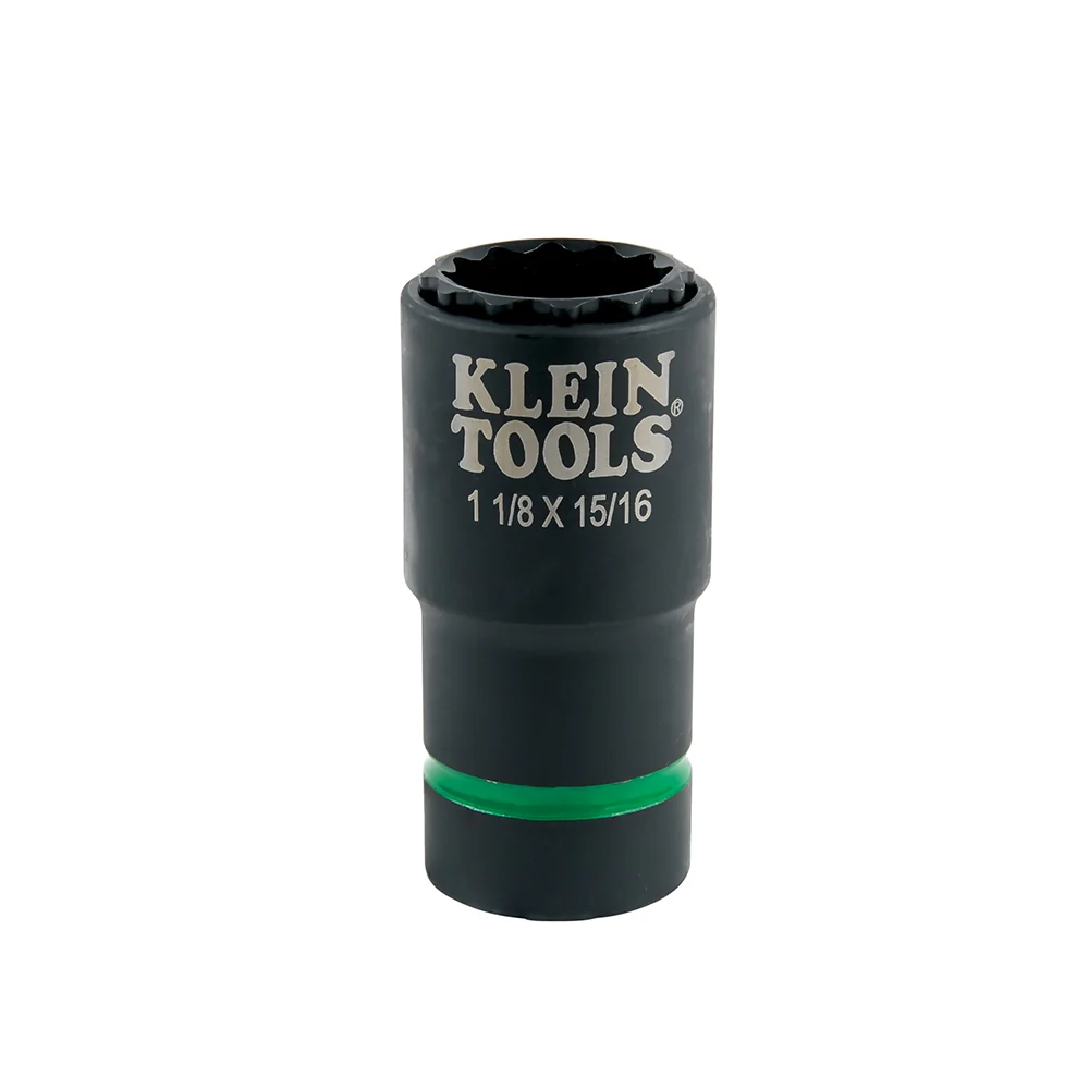 NIETIG TOOLS 2--1 Impact Socket, 12-Point, 1-1/8 and 15/16-Inch