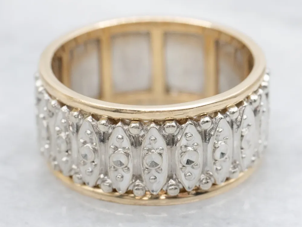 Ouderwets Era Wide Two-Toned Gold Patterned Band - Vervaardigd volgens DIN-norm