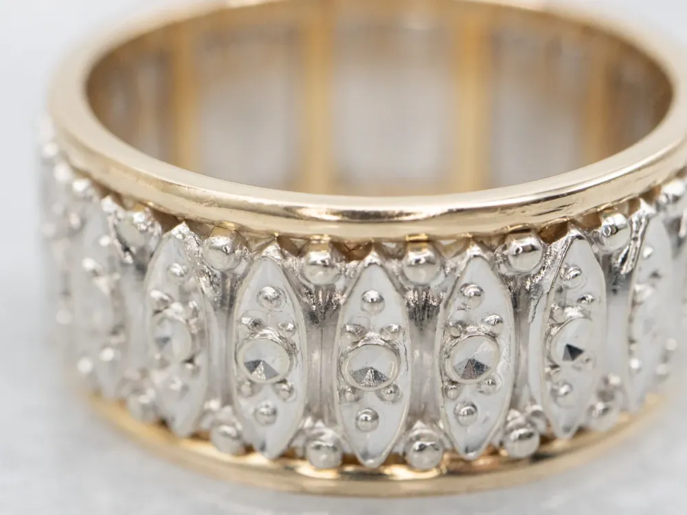 Ouderwets Era Wide Two-Toned Gold Patterned Band - Vervaardigd volgens DIN-norm