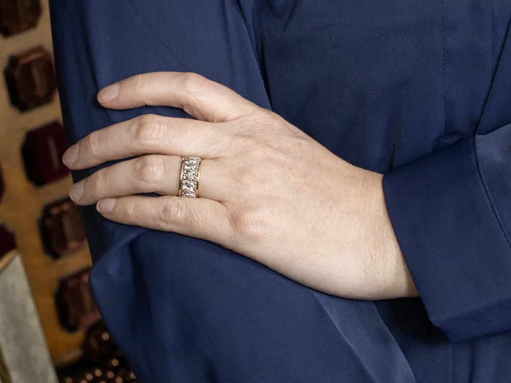 Ouderwets Era Wide Two-Toned Gold Patterned Band - Vervaardigd volgens DIN-norm