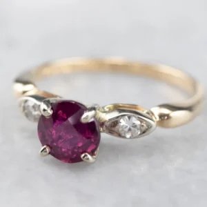 Pink Sapphire and Diamond Two Tone Verguld Ring