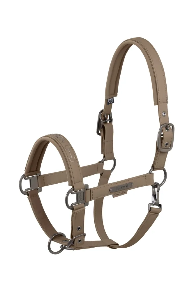 Platinum 25 Faux Leather Tweevoudig Pin Headcollar Smoky Taupe F