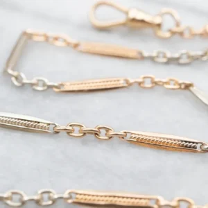 Retro Era Two Tone Gold Pocket Watch Chain