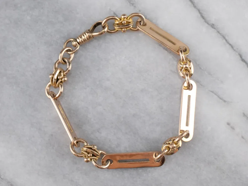 Retro Two Tone Gold Link Bracelet