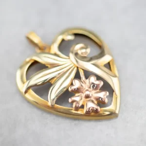 Roestvrij Staal Retro Era Two Tone Goud Floral Pendant