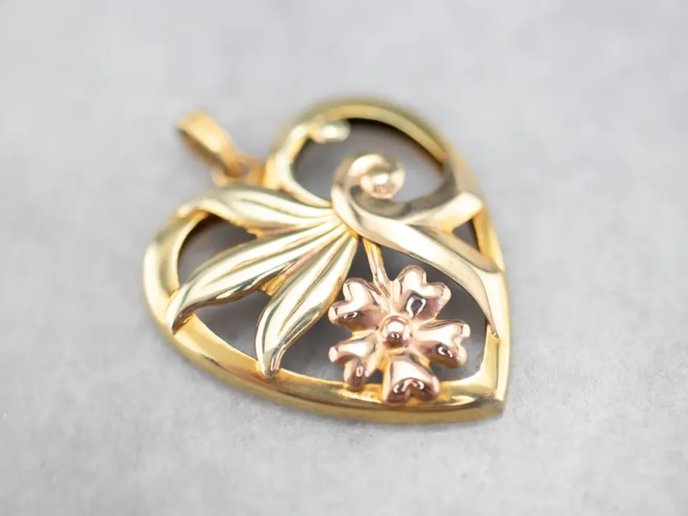 Roestvrij Staal Retro Era Two Tone Goud Floral Pendant