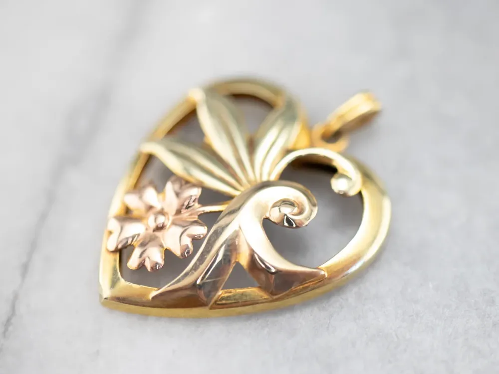 Roestvrij Staal Retro Era Two Tone Goud Floral Pendant