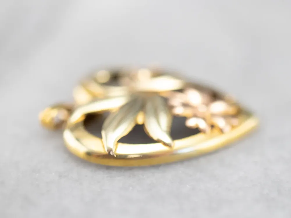 Roestvrij Staal Retro Era Two Tone Goud Floral Pendant
