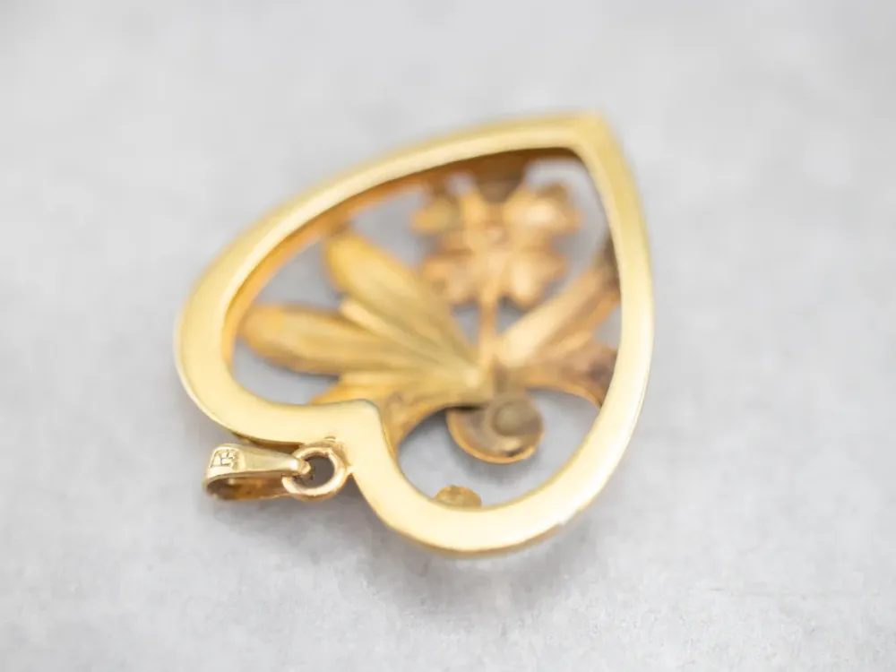 Roestvrij Staal Retro Era Two Tone Goud Floral Pendant