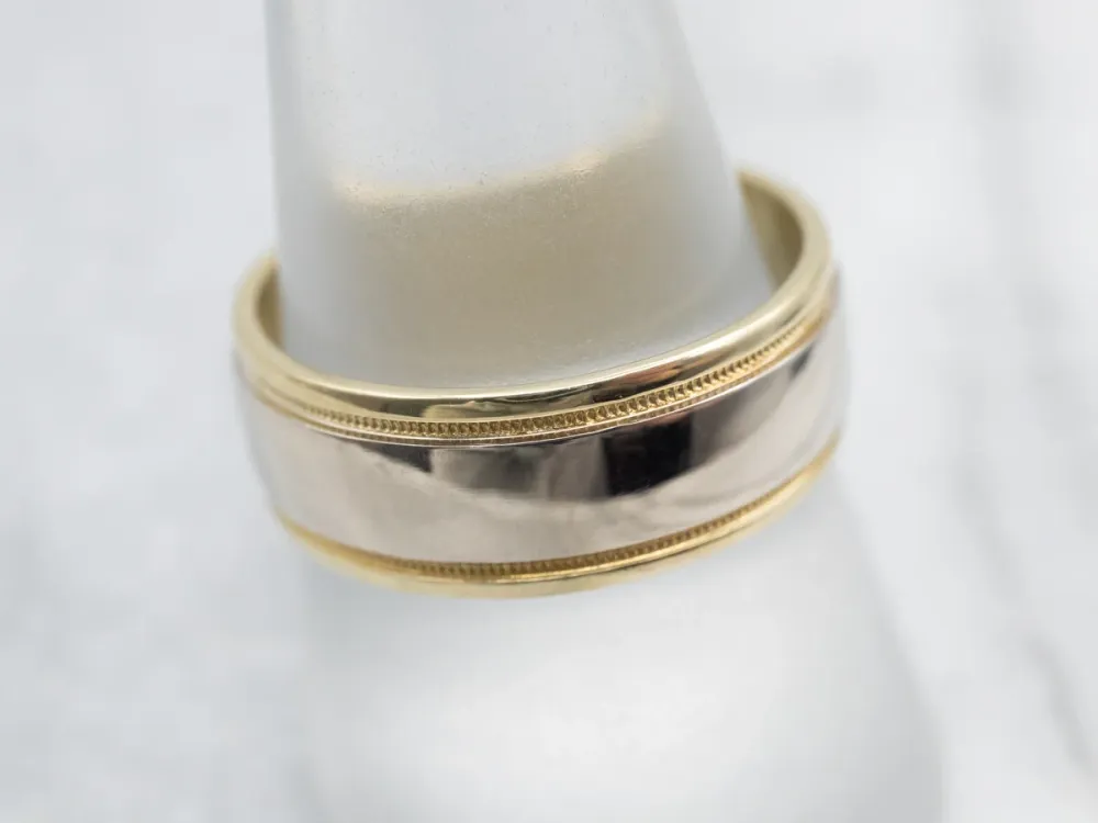 Roestvrij Staal Timeless Two Tone Gouden Milgrain Wedding Band