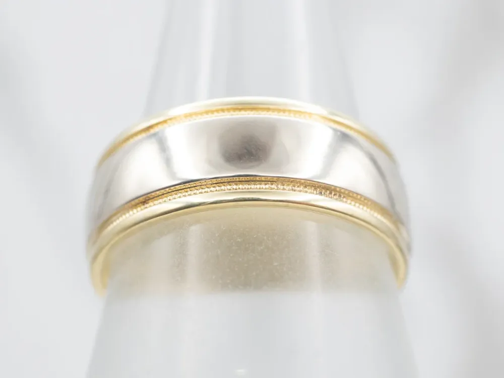 Roestvrij Staal Timeless Two Tone Gouden Milgrain Wedding Band