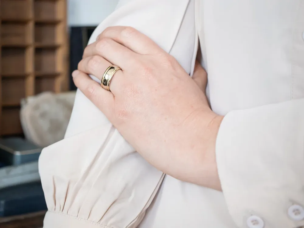 Roestvrij Staal Timeless Two Tone Gouden Milgrain Wedding Band