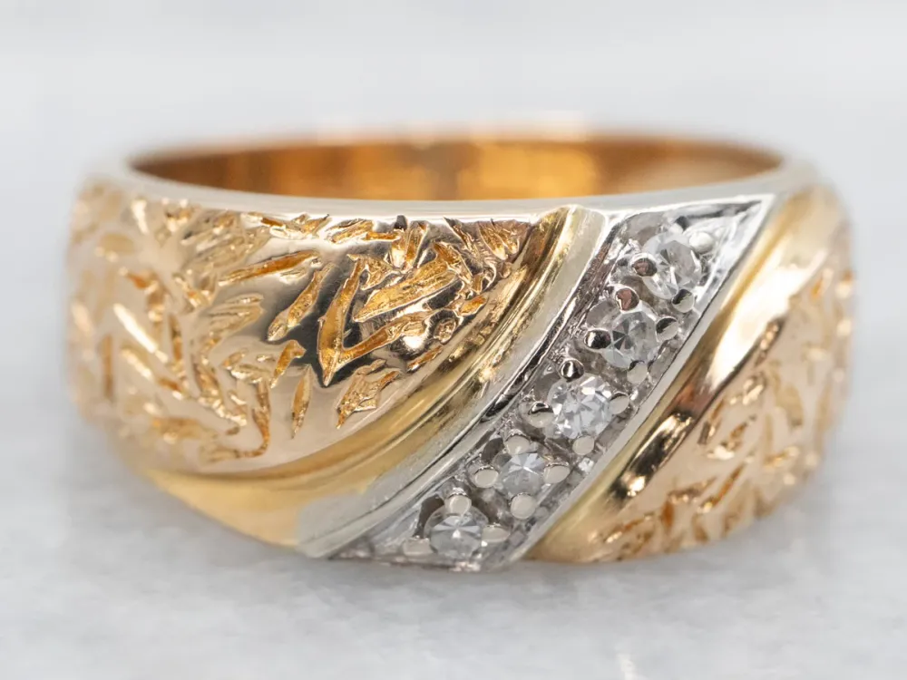 Roestvrij Staal Two Tone Ribbelig Diamond Band