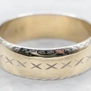 Roestvrij Staal Two Tone Wedding Band X Pattern
